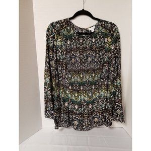 J Jill Green Brown Long Sleeve Blouse size M